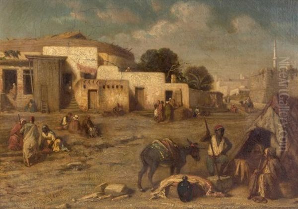 Place Animee En Algerie Oil Painting by Louis Tesson