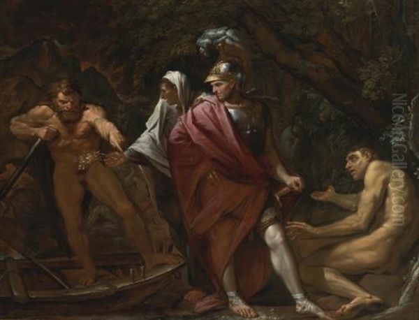 Aeneas On The Bank Of The River Styx Oil Painting by Pietro Testa