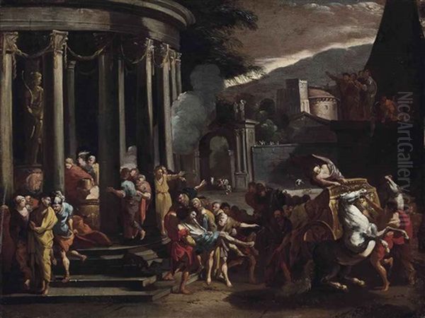 Sinorix Carried From The Temple Of Artemis Oil Painting by Pietro Testa