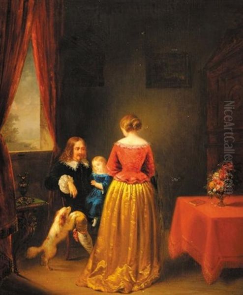 Scene De Famille Oil Painting by Jean Auguste Teste