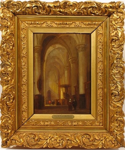 Church Interior Oil Painting by Jan Baptiste Tetar van Elven