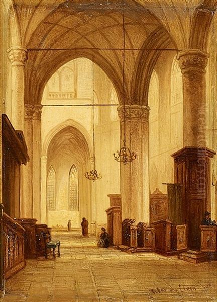 Kircheninterieur Oil Painting by Jan Baptiste Tetar van Elven