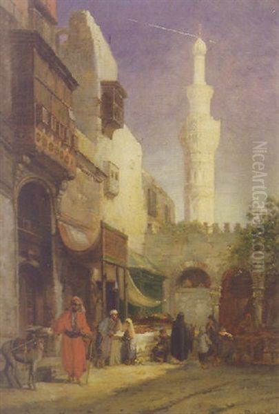 Marketplace In Cairo Oil Painting by Paul Constantin Dominique Tetar van Elven