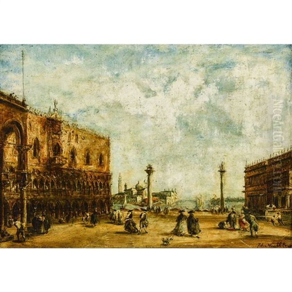 Piazzetta In Venedig Mit Dogenpalast Oil Painting by Pierre (Henri Theodore) Tetar van Elven