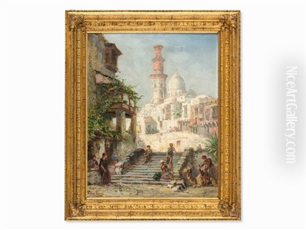 Oriental Scene Oil Painting by Pierre (Henri Theodore) Tetar van Elven