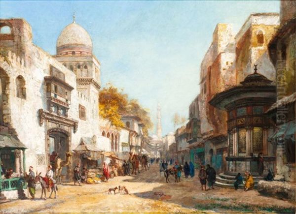 Fontaine Ottomane Dans Une Rue Du Caire Oil Painting by Pierre (Henri Theodore) Tetar van Elven