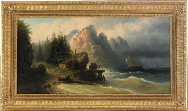 Coastal Landscape Oil Painting by Albert Bredow