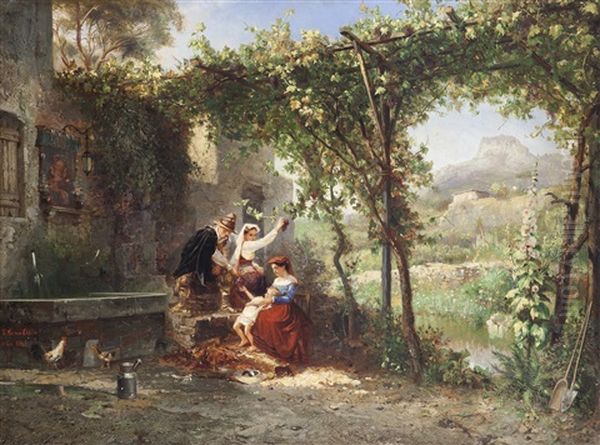 Paesaggio Con Figure Oil Painting by Pierre (Henri Theodore) Tetar van Elven