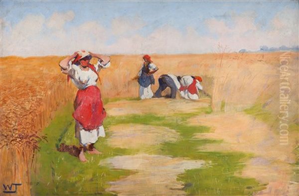 Harvest Time Oil Painting by Wlodzimierz Tetmajer