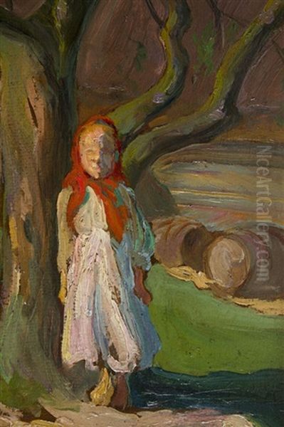 Girl Oil Painting by Wlodzimierz Tetmayer