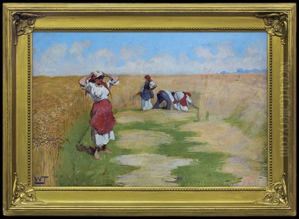 Harvest Oil Painting by Wlodzimierz Tetmayer