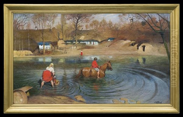 At Pond Oil Painting by Wlodzimierz Tetmayer