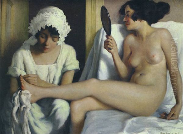 In The Boudoir Oil Painting by Karoly Teuchert