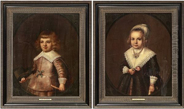 Barnportratt (pair) Oil Painting by Jan Van Teylingen