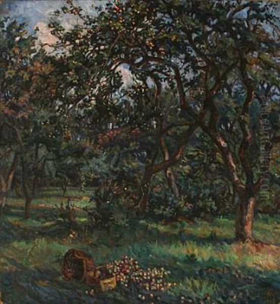 En Gammel Herregaardshave, September (a Manor Garden) Oil Painting by Mathilde Thalbitzer