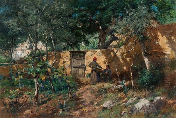 Sommertag Auf Capri (1893) Oil Painting by Adolf Gustav Thamm