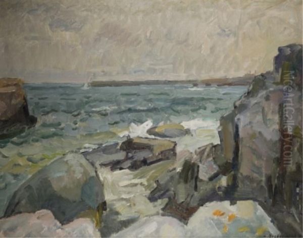 Rocky Shoreline Oil Painting by Axel Bredsdorff