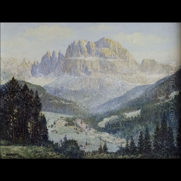 Dolomiti Il Catinaccio/ Der Rosengarten Oil Painting by Walter Thamm