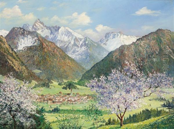 Obersdorf Im Fruhling Oil Painting by Walter Thamm