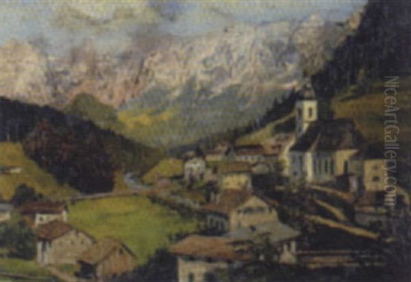 Ramsau Mit Blick Auf Dachstein Oil Painting by Walter Thamm