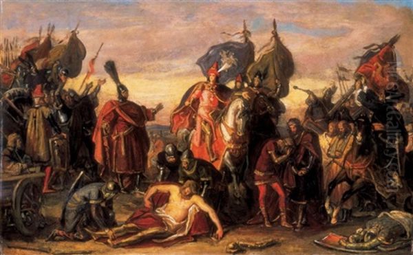 Laszlo Kun And Habsburg Rudolphe After The Battle Of Morvamezo by Mor (Moritz) Than