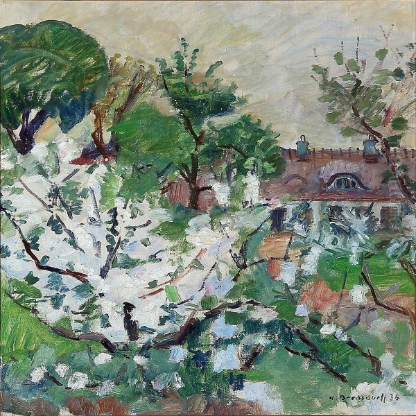 Garden With Trees Oil Painting by Axel Bredsdorff