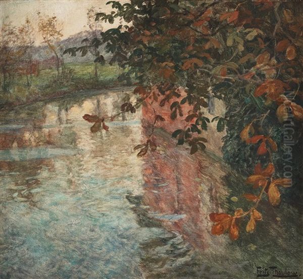 River Scene Oil Painting by Frits Thaulow