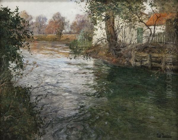 River Scene Oil Painting by Frits Thaulow