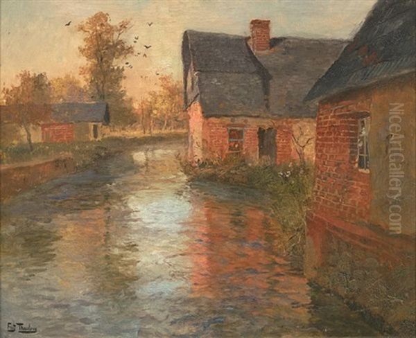 Elveparti, Ved Bredden Av Arques Oil Painting by Frits Thaulow