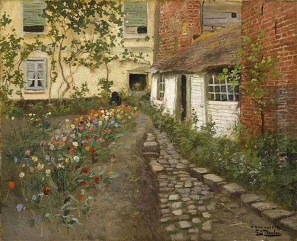 A Garden Path Oil Painting by Frits Thaulow