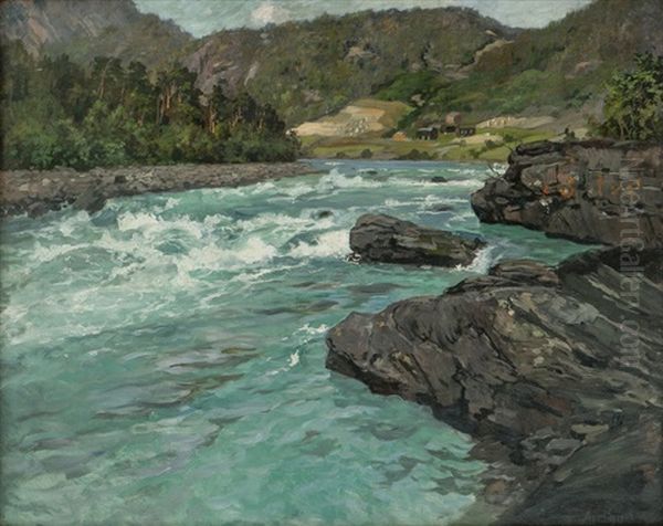 Fra Asaren I Ottadalen Oil Painting by Frits Thaulow