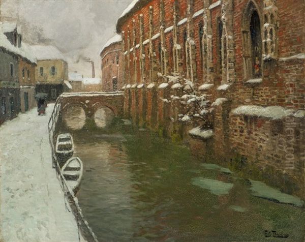 The Bridge In Amiens Oil Painting by Frits Thaulow