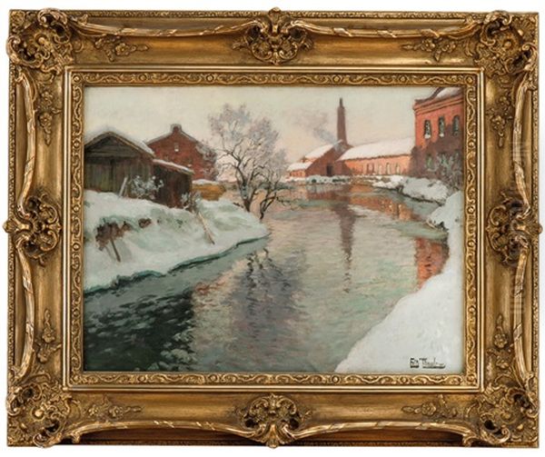 From The Aker River, Winter Oil Painting by Frits Thaulow