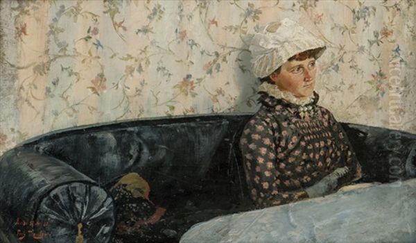 Ingeborg I Sofaen, Sando 1882 Oil Painting by Frits Thaulow