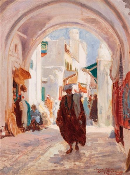 Souk El-belat, Tunis Oil Painting by Louis Thayac