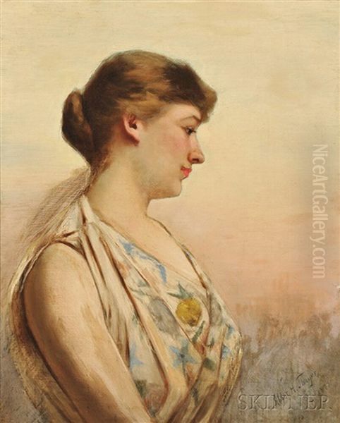 A Classic Profile Oil Painting by Abbott Handerson Thayer