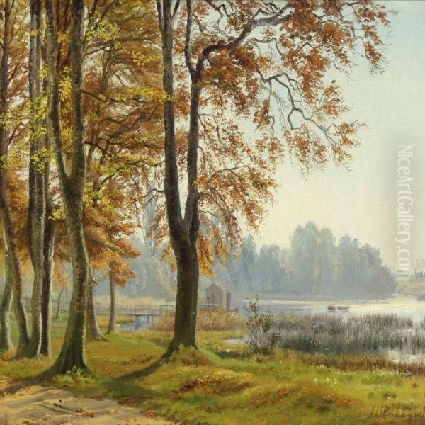 Efterarsstemning. Motiv Fra Lyngby Oil Painting by Johan Ulrik Bredsdorff