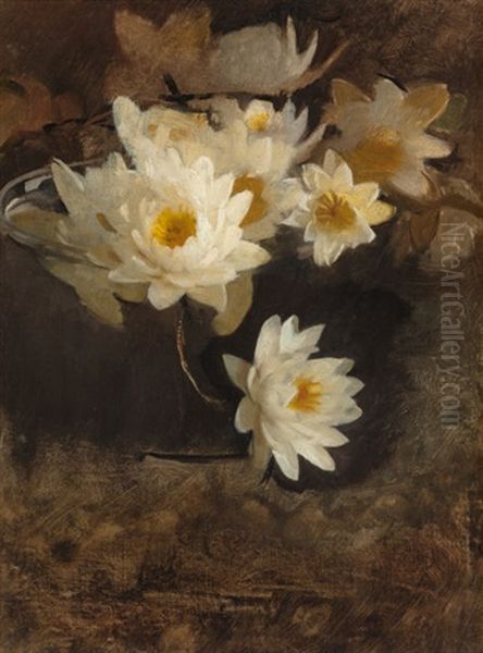 Water Lilies Oil Painting by Abbott Handerson Thayer