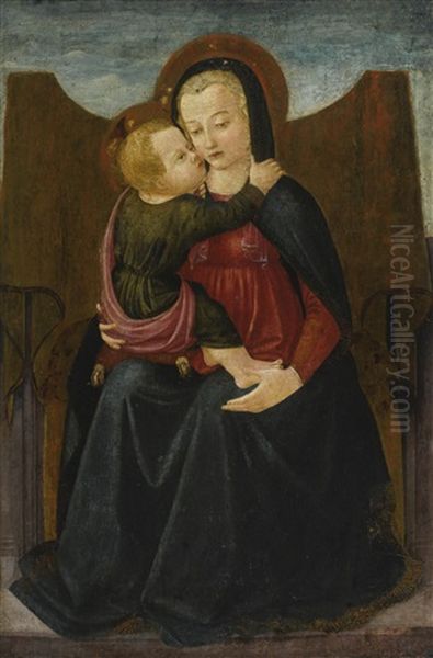 The Madonna And Child Enthroned Oil Painting by  The Master of the Castello Nativity