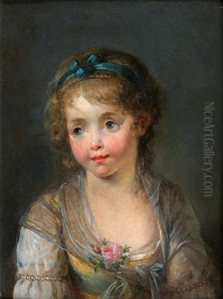 Portrait De Mademoiselle De Senac Oil Painting by Etienne Theaulon