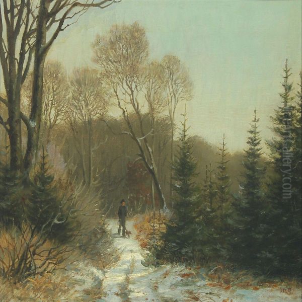 Winther In The Forest Oil Painting by Johan Ulrik Bredsdorff