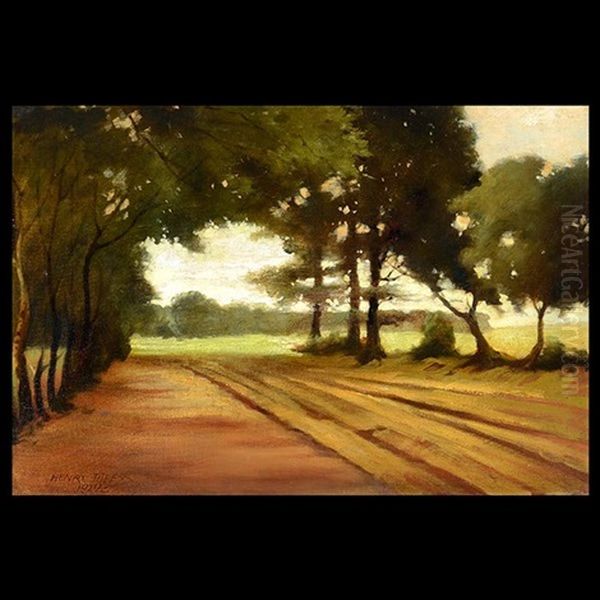 Landscape With Road And Trees Oil Painting by Henry Theess