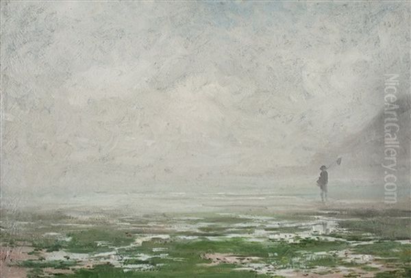 French Coastal Landscape In Fog Oil Painting by Robert Thegerstroem