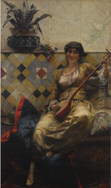 Serenade In The Harem Oil Painting by Ferdinand Max Bredt