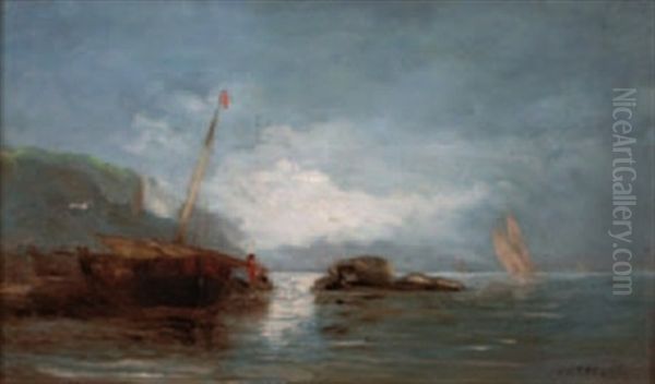 Marine Au Clair De Lune Oil Painting by Antoine-Charles Thelot