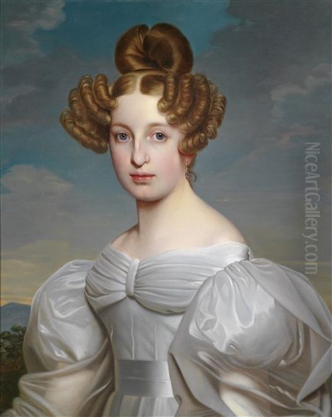 Portrait Der Elise Dorothea Friederike, Freifrau Von Schaezler, Geb. Freifrau Von Susskind Oil Painting by Ernst Joseph Thelott