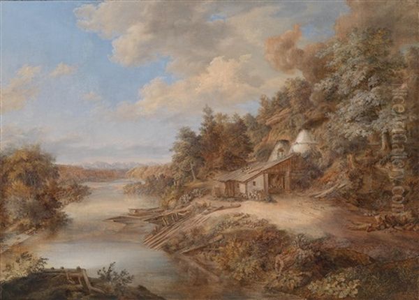 Kalkofen An Der Isar Oil Painting by Carl Theodori