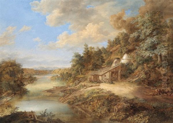 Kalkofen An Der Isar, Laut Ruckseitiger Beschreibung Oil Painting by Carl Theodori