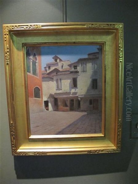 Venetian Courtyard Oil Painting by Charles James Theriat