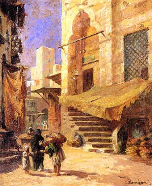 Mercato Arabo (egitto) Oil Painting by Carlo Thermignon